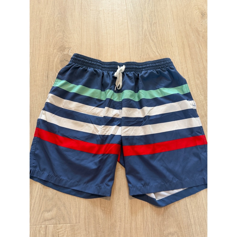 Chubbies Swim Trunks Men XL Blue Striped 7" Inseam Mesh Lined Board Shorts